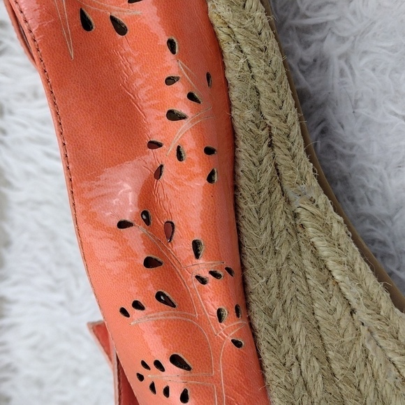 Easy Street Tangerine Faux Leather Cut Out Upper Open Toe Wedged-Heel Espadrille - Picture 14 of 16
